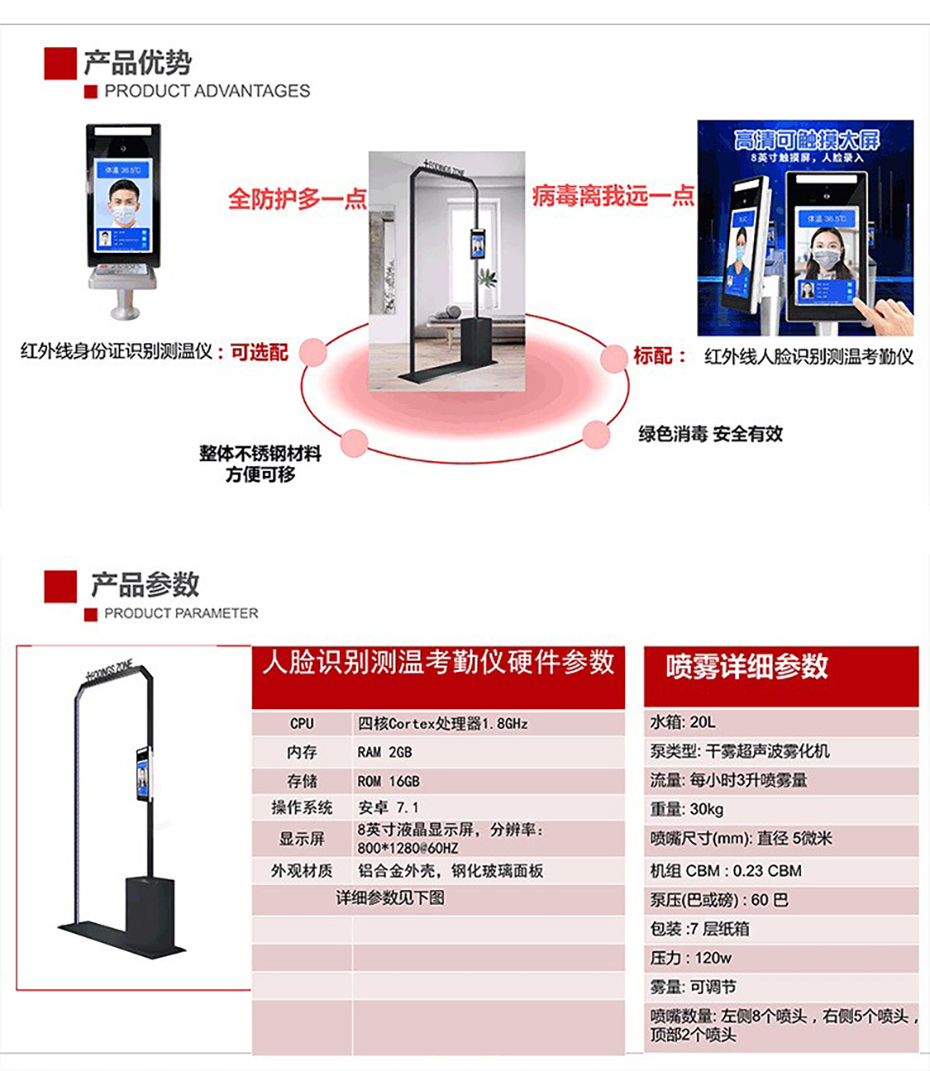 多功能測(cè)溫消毒門